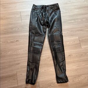 Men's Black Textured Biker Pants